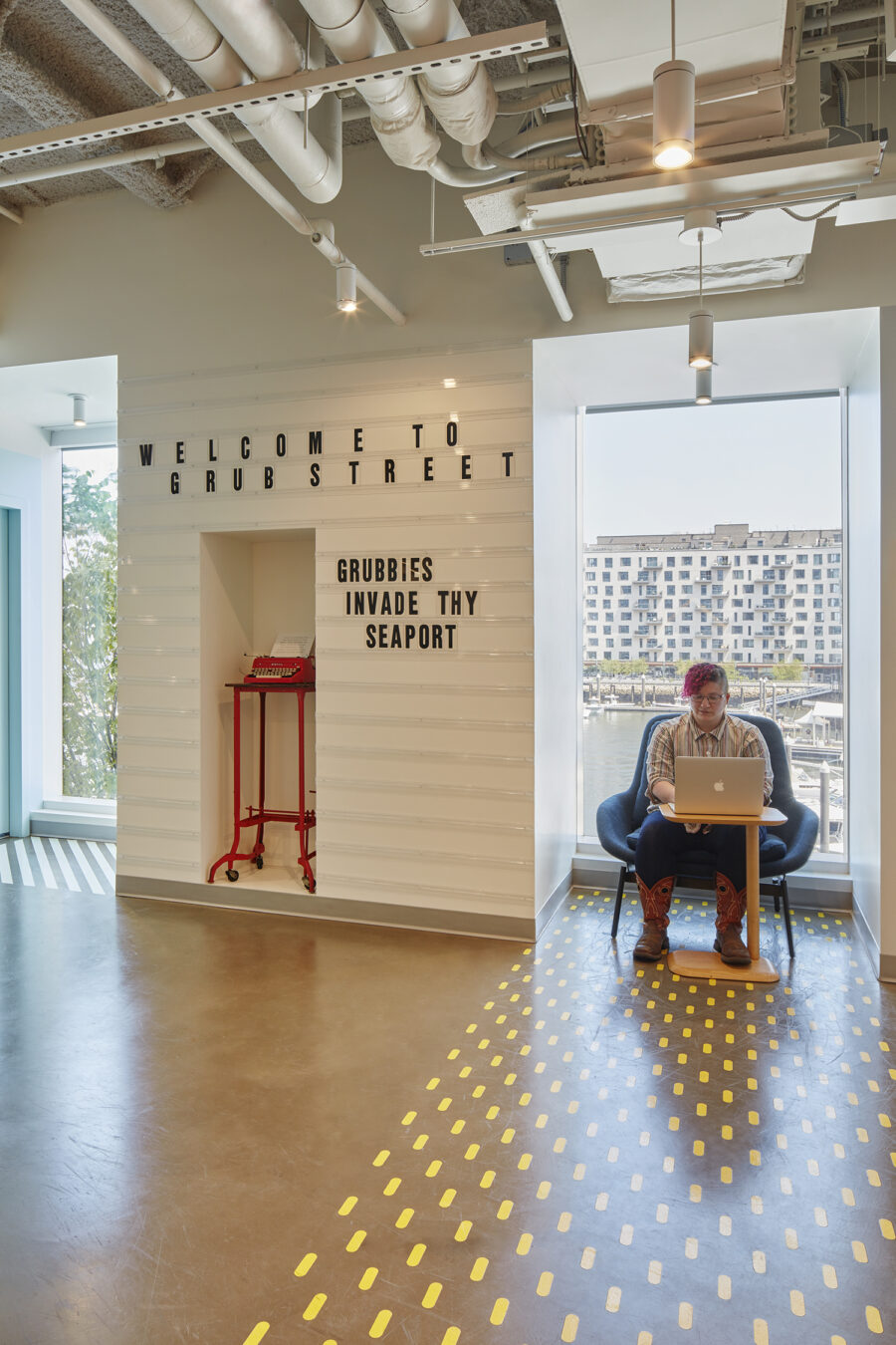 typewriter seating nook
