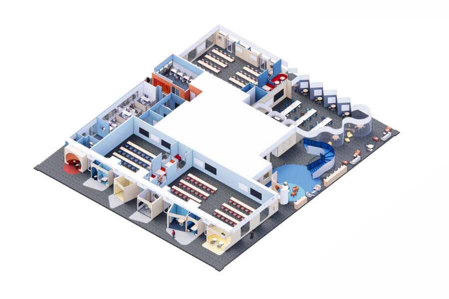 Northeastern University 9th floor axon rendering