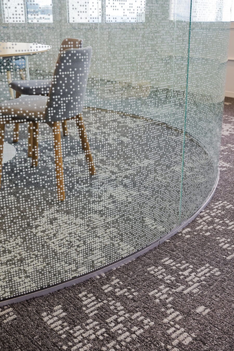 Northeastern University curved glass classroom