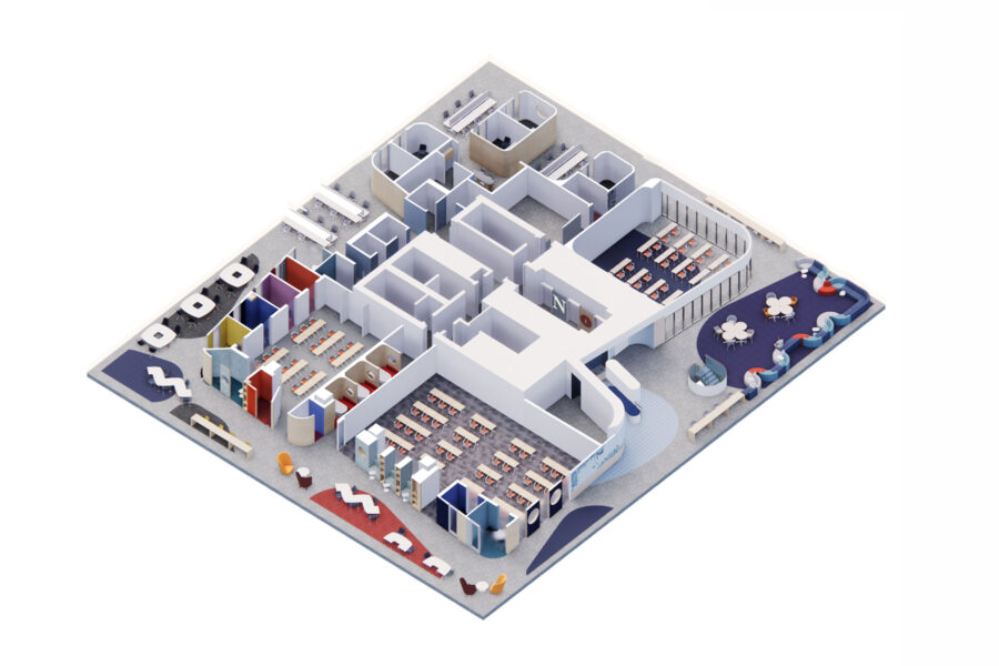 Northeastern University 10th floor axon rendering