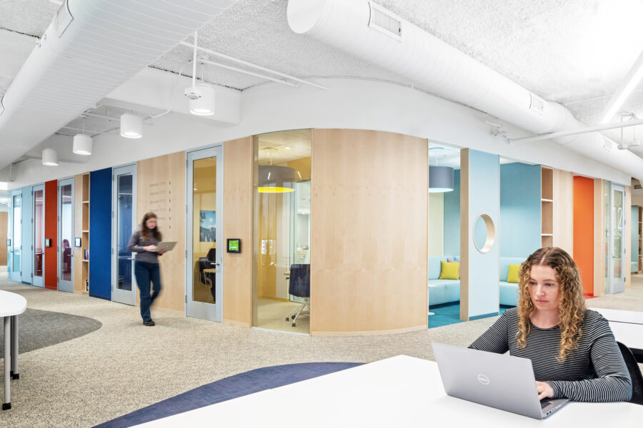 Northeastern University color banded meeting rooms