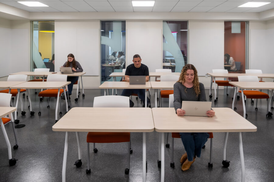 Northeastern University classroom banded windows