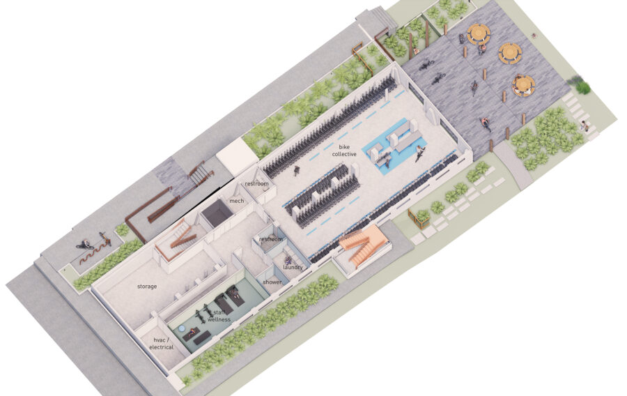 Basement axonometric rendering