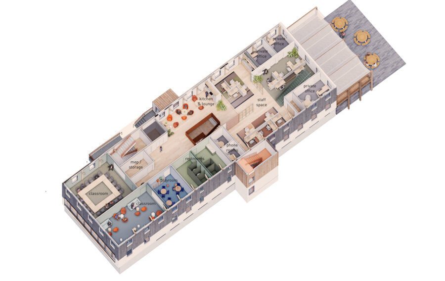 Second floor axonometric rendering