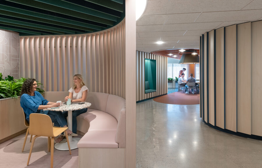 Dining nook with lapped wood panels