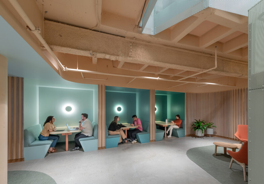 Lounge with colorful seating nooks