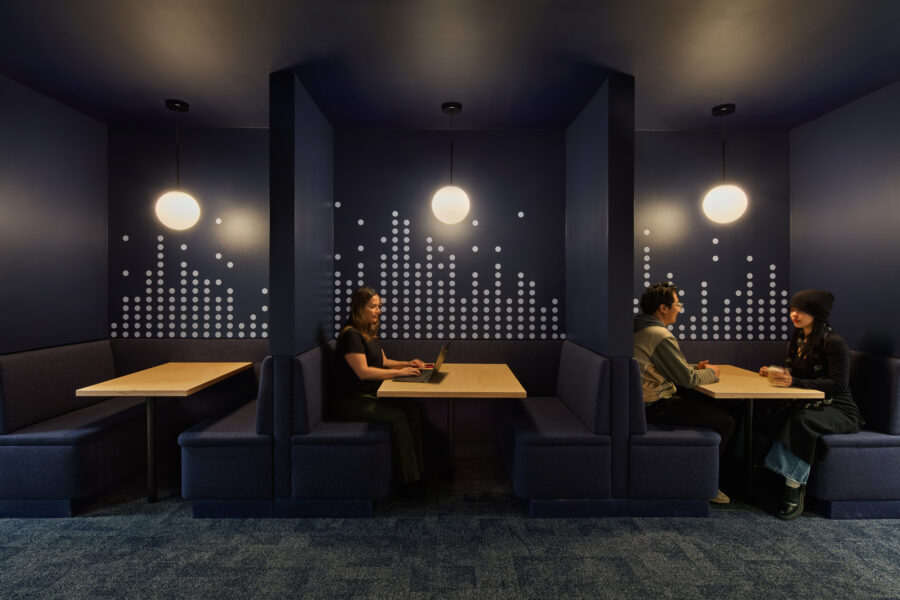 Deep blue seating nooks