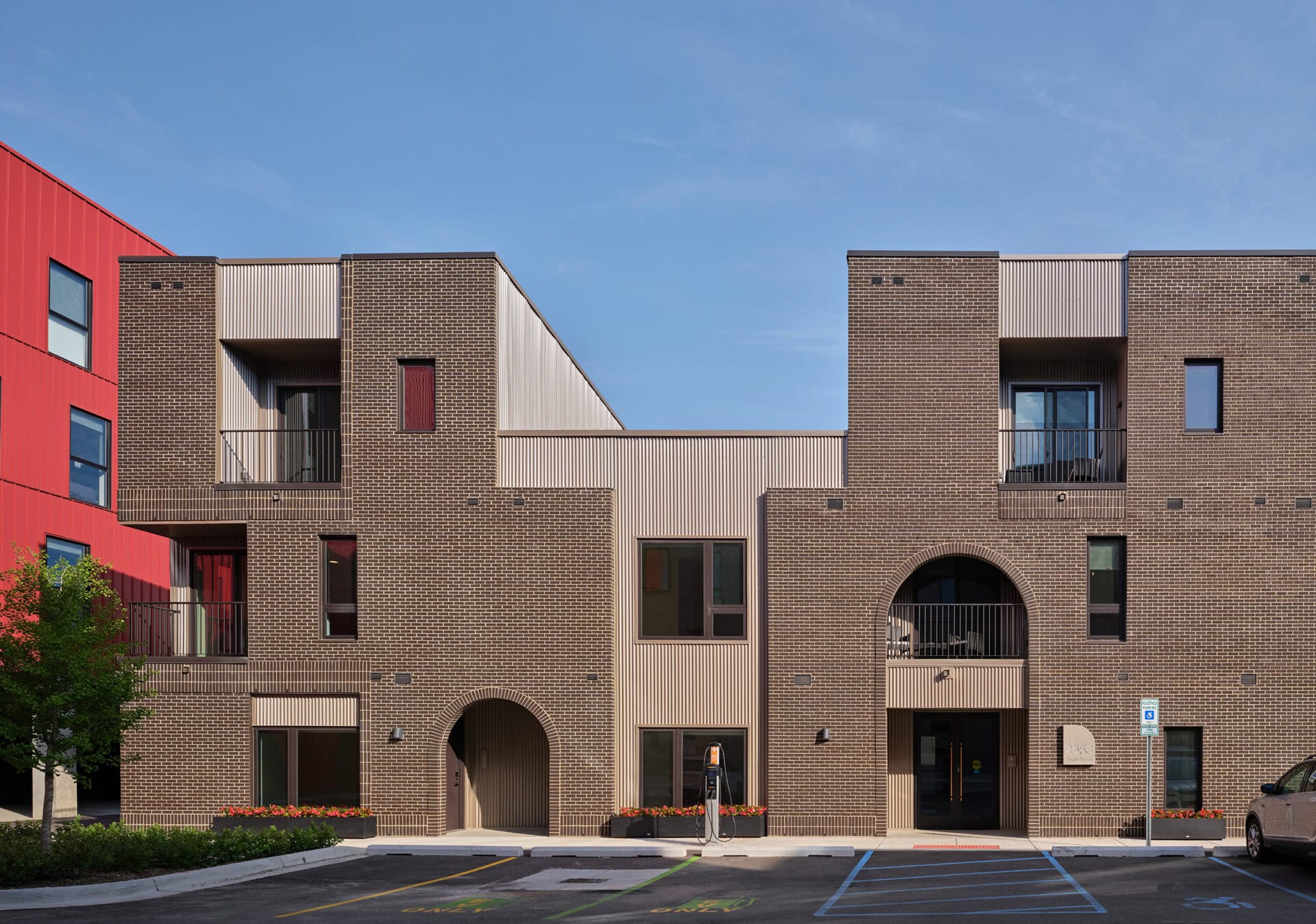 Brush park detroit city modern shifting brick exterior