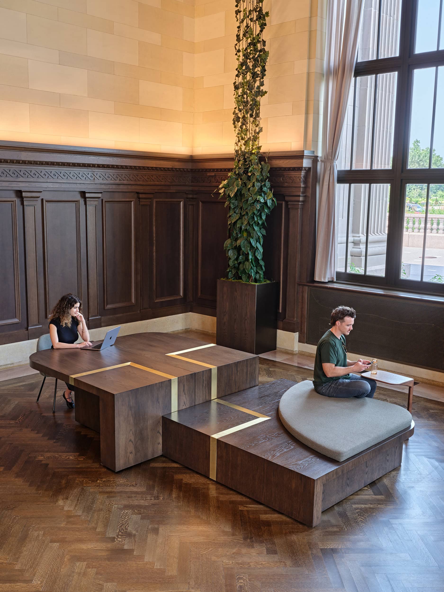Michigan Central Detroit study lounge modular furniture detail